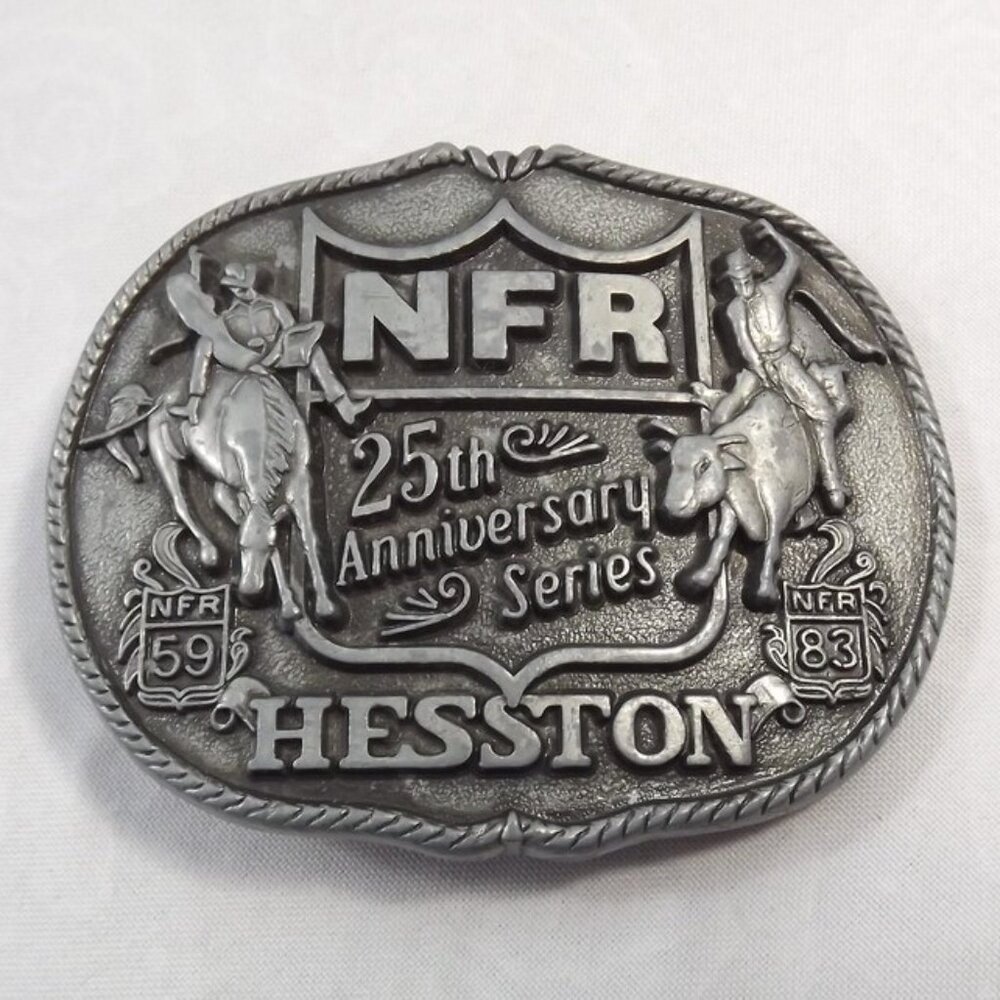 National Finals Rodeo 1983 Hesston 25th Anniversary First Edition Belt Buckle